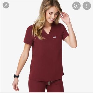 Figs Catarina Scrub Top Maroon XXS